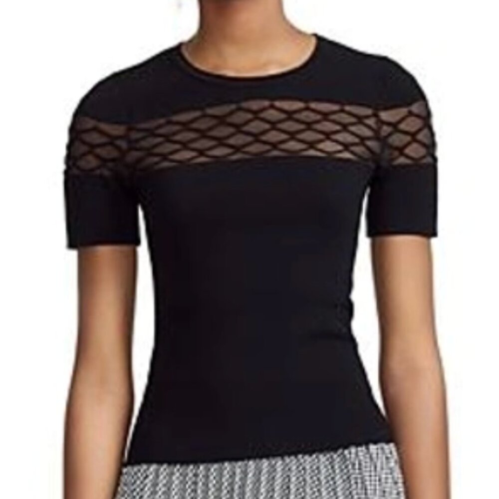 Maje Marinel Diamond-Effect Tulle-Inset Sweater